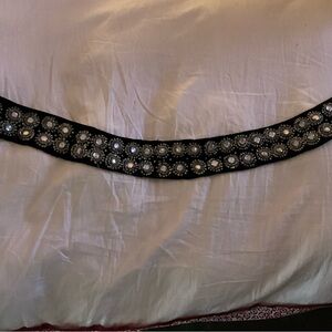 Elegant Black Embellished  Crystal Belt